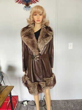 #773 Vintage leather/lamb fur